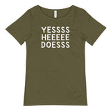 YESSSS HEEEE DOESSS Men's Raw Neck Tee