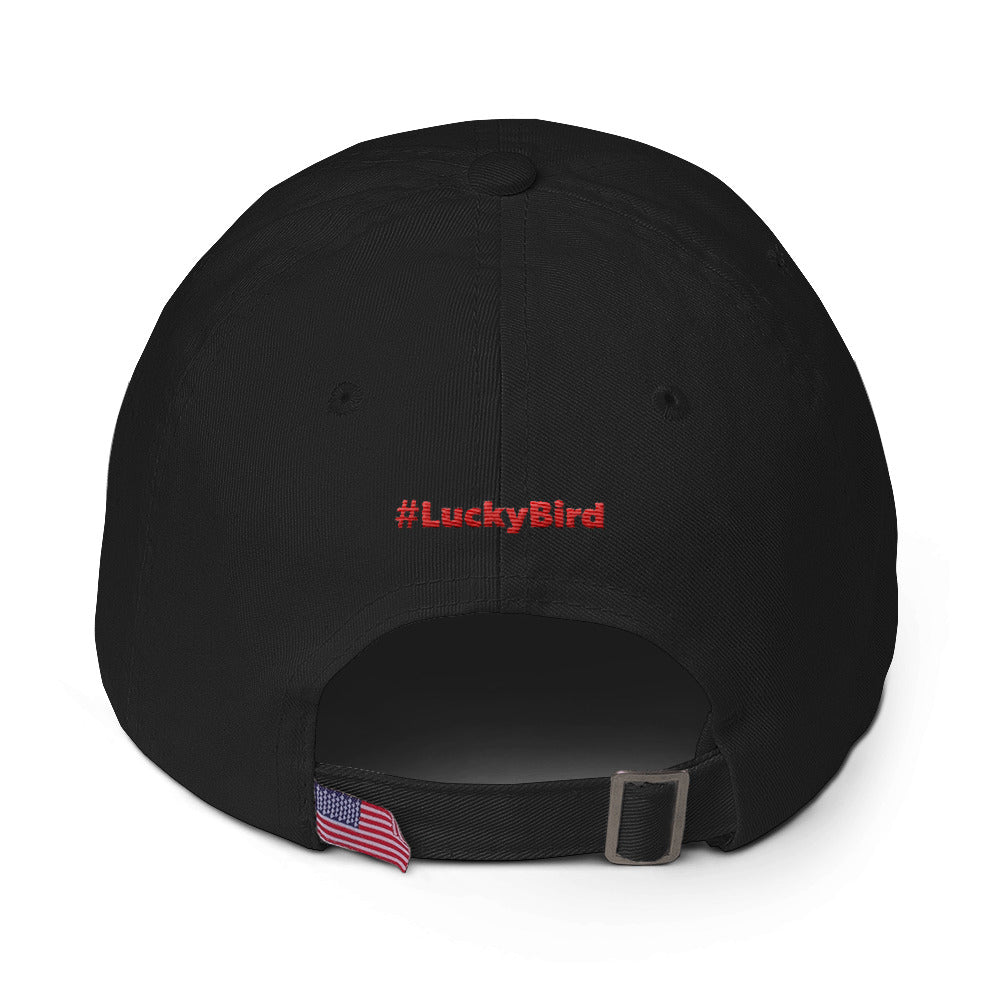 Lucky Bird Single Logo Dad Hat Front and Back Print