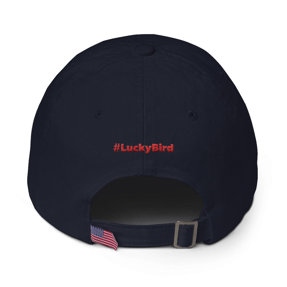 Lucky Bird Single Logo Dad Hat Front and Back Print
