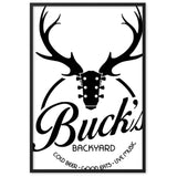 Buck's Backyard Framed matte paper poster